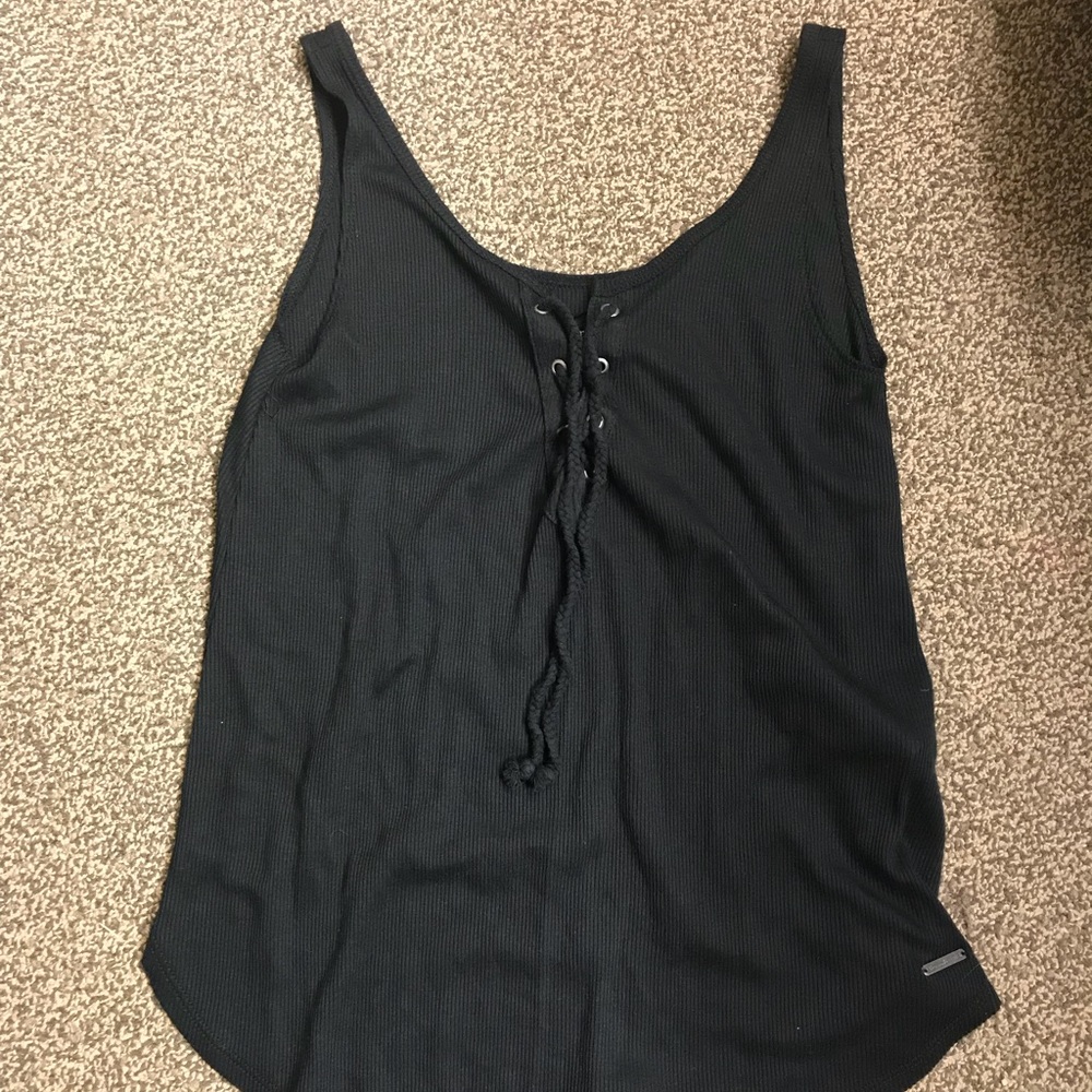 Black lace up tank